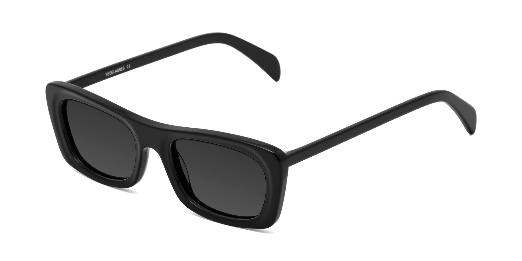 Angle of Figge in Black with Gray Tinted Lenses