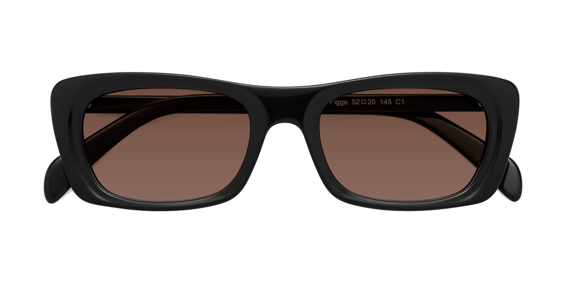 Folded Front of Figge in Black with Brown Tinted Lenses