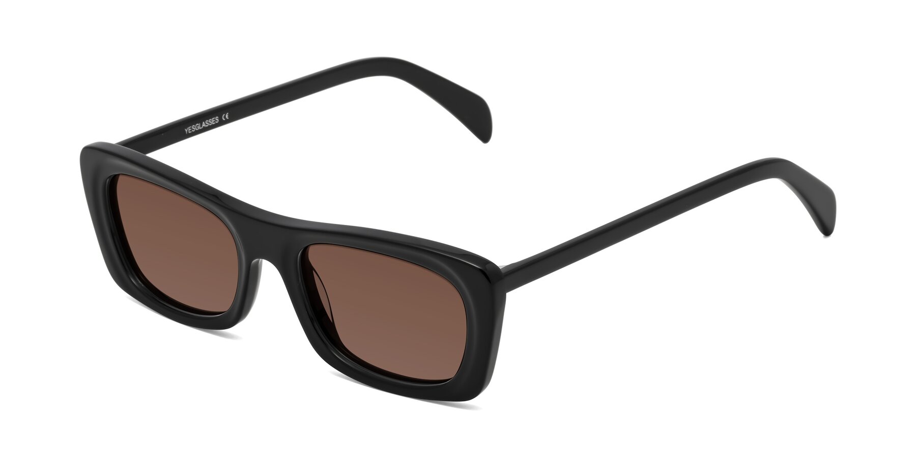 Angle of Figge in Black with Brown Tinted Lenses