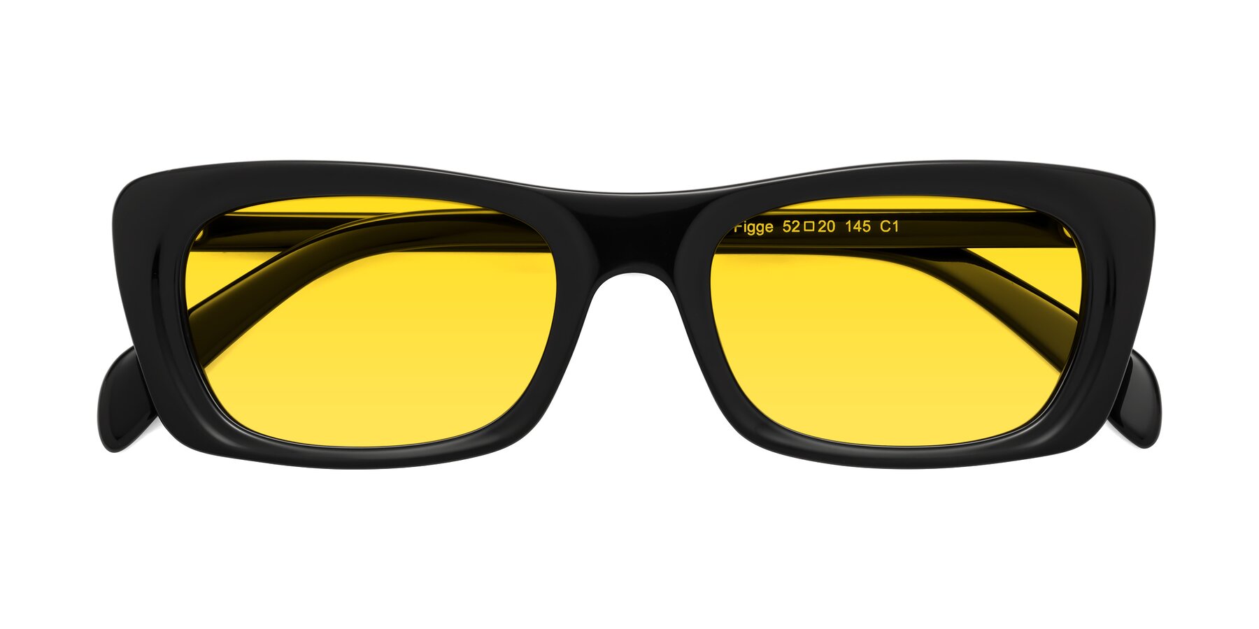 Folded Front of Figge in Black with Yellow Tinted Lenses