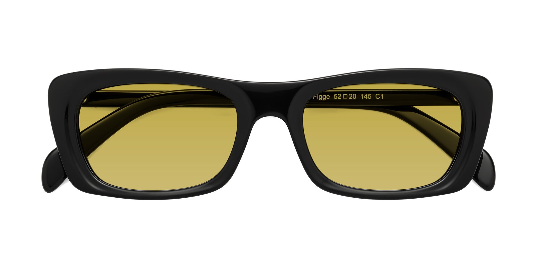 Folded Front of Figge in Black with Champagne Tinted Lenses