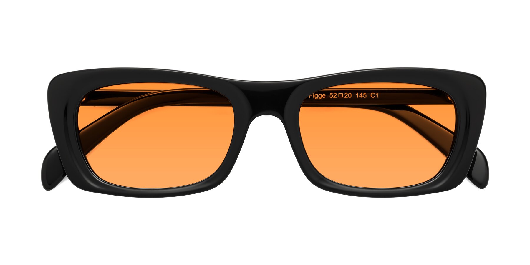 Folded Front of Figge in Black with Orange Tinted Lenses