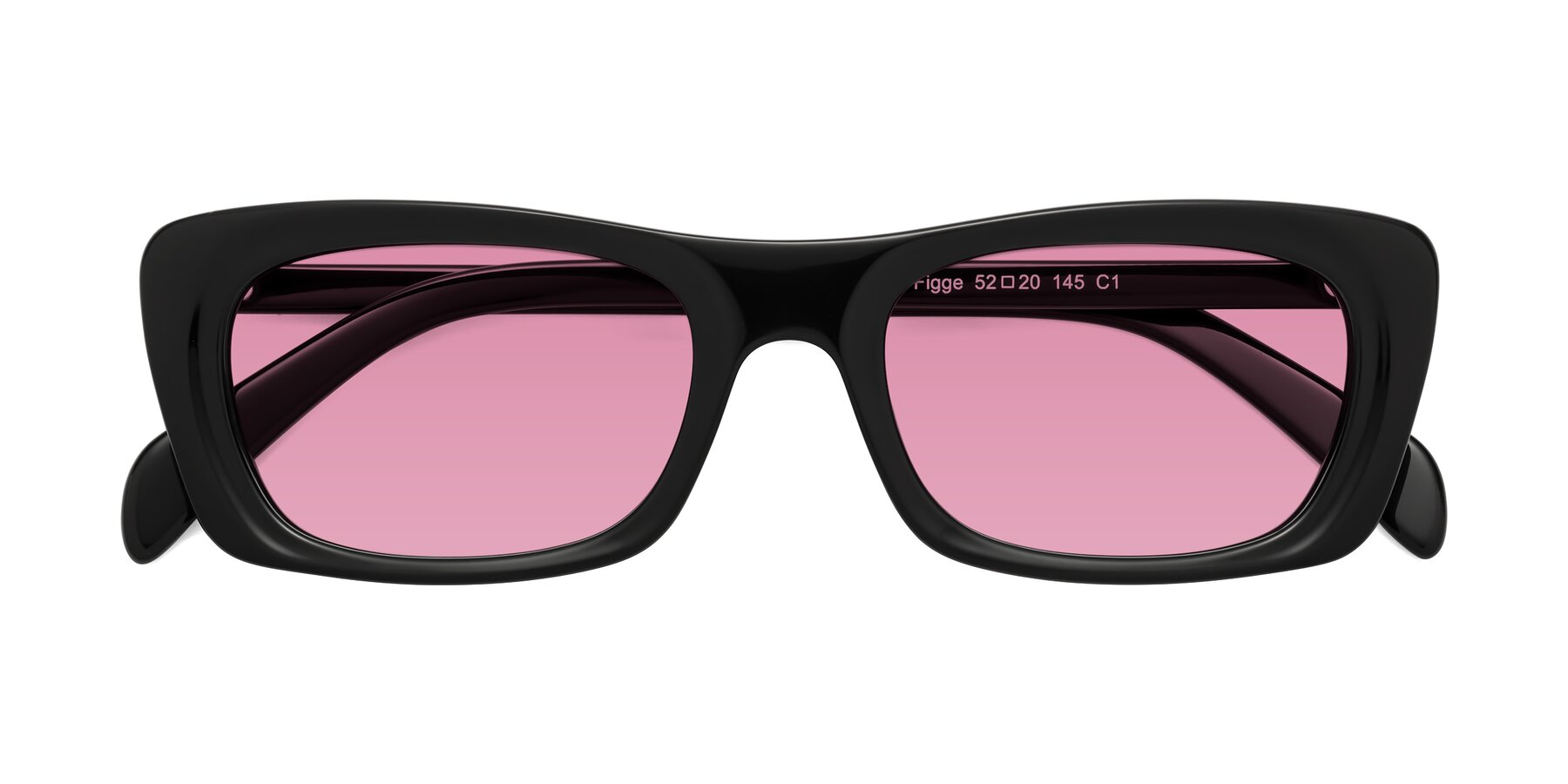 Folded Front of Figge in Black with Medium Wine Tinted Lenses