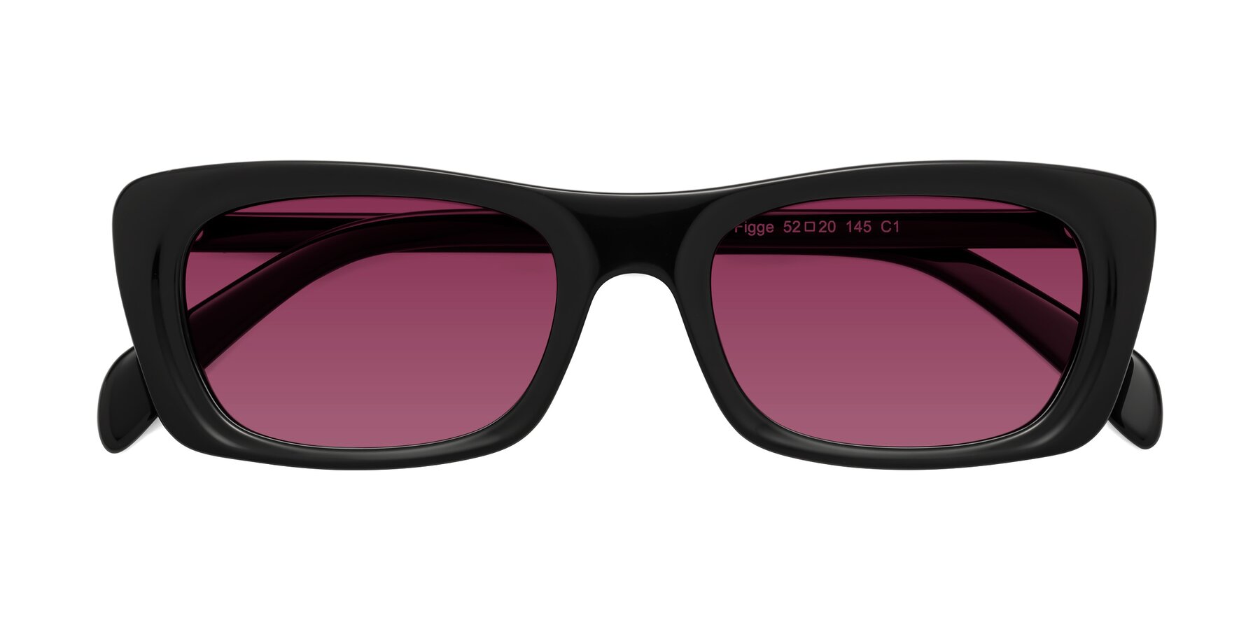 Folded Front of Figge in Black with Wine Tinted Lenses