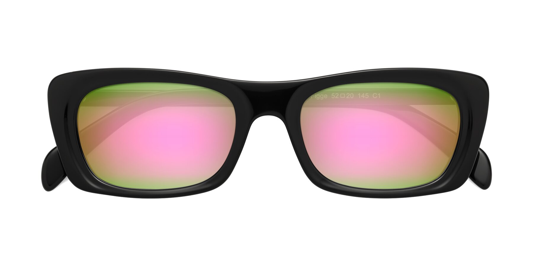 Folded Front of Figge in Black with Pink Mirrored Lenses