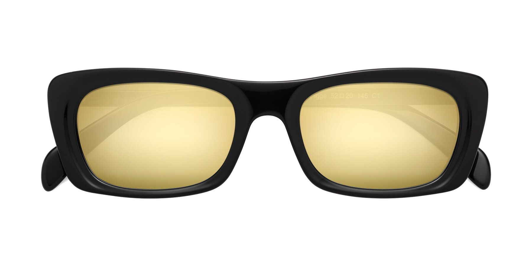Folded Front of Figge in Black with Gold Mirrored Lenses