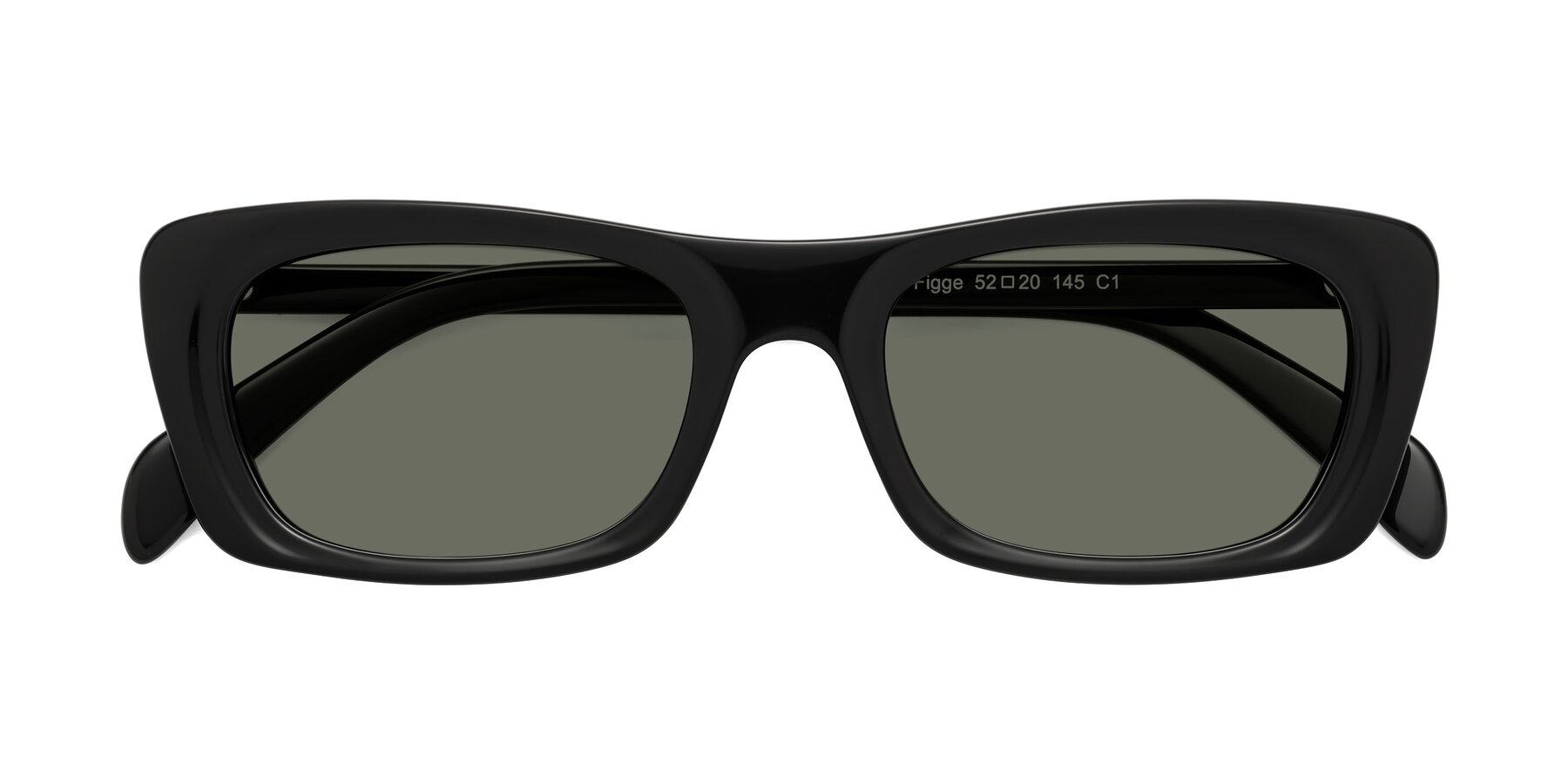 Folded Front of Figge in Black with Gray Polarized Lenses