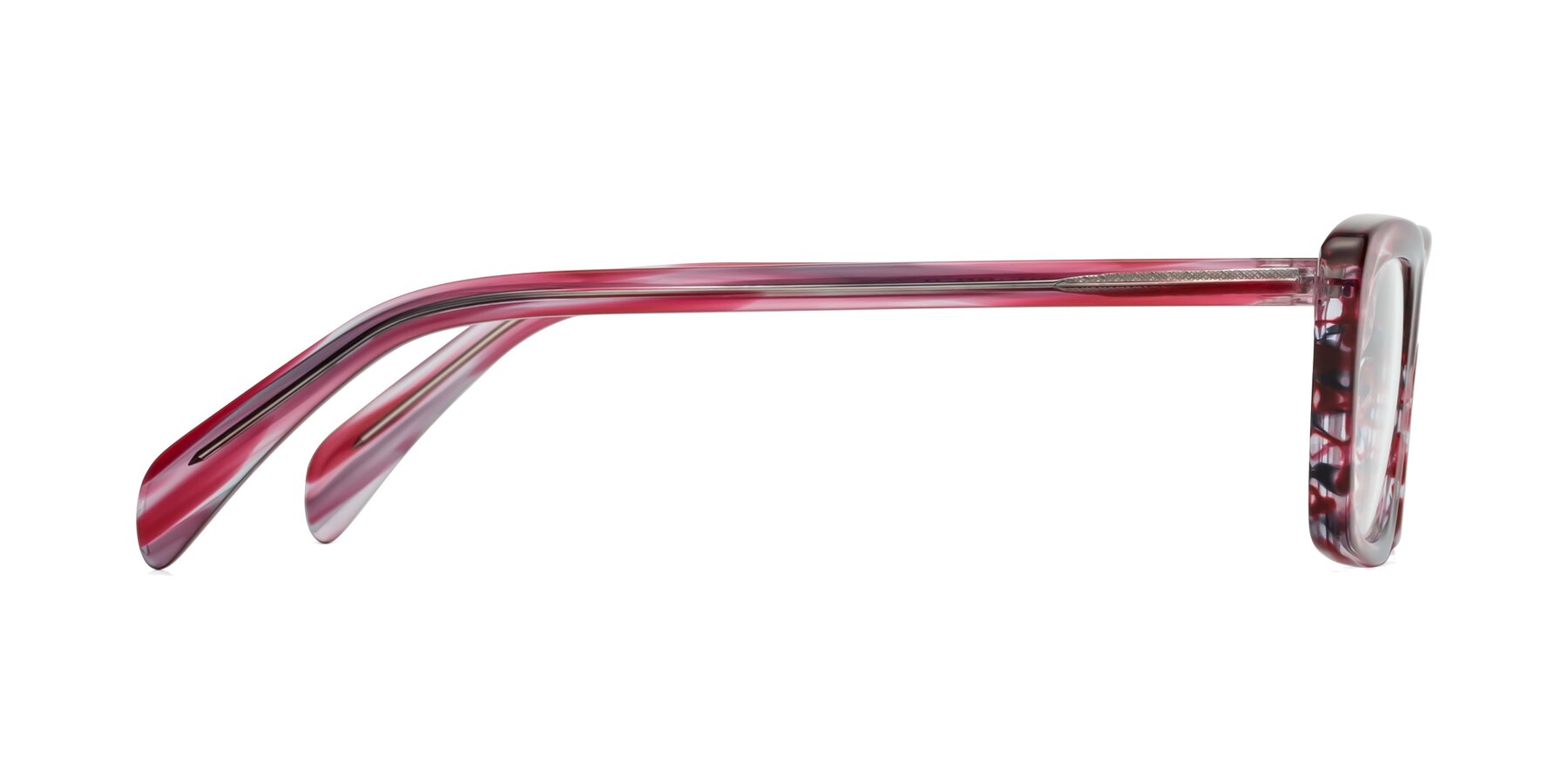 Side of Figge in Striped Red with Clear Eyeglass Lenses