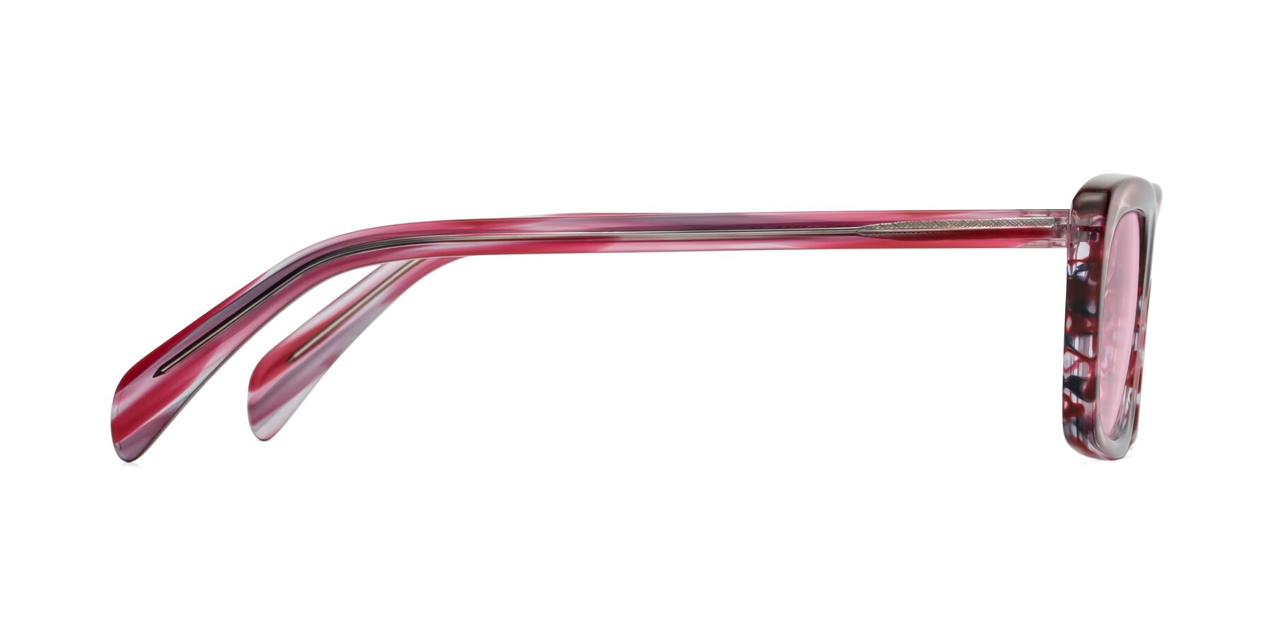 Side of Figge in Striped Red with Light Pink Tinted Lenses