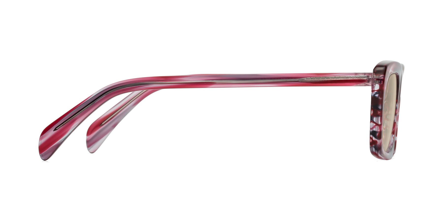 Side of Figge in Striped Red with Light Brown Tinted Lenses