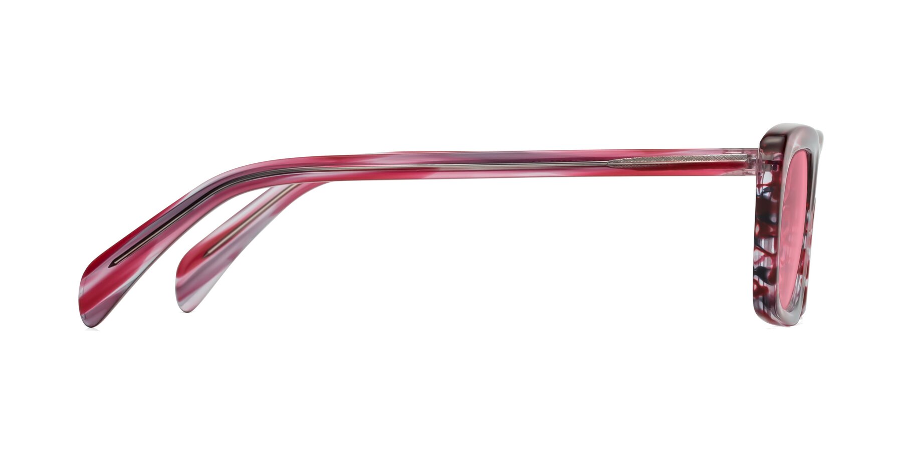 Side of Figge in Striped Red with Pink Tinted Lenses