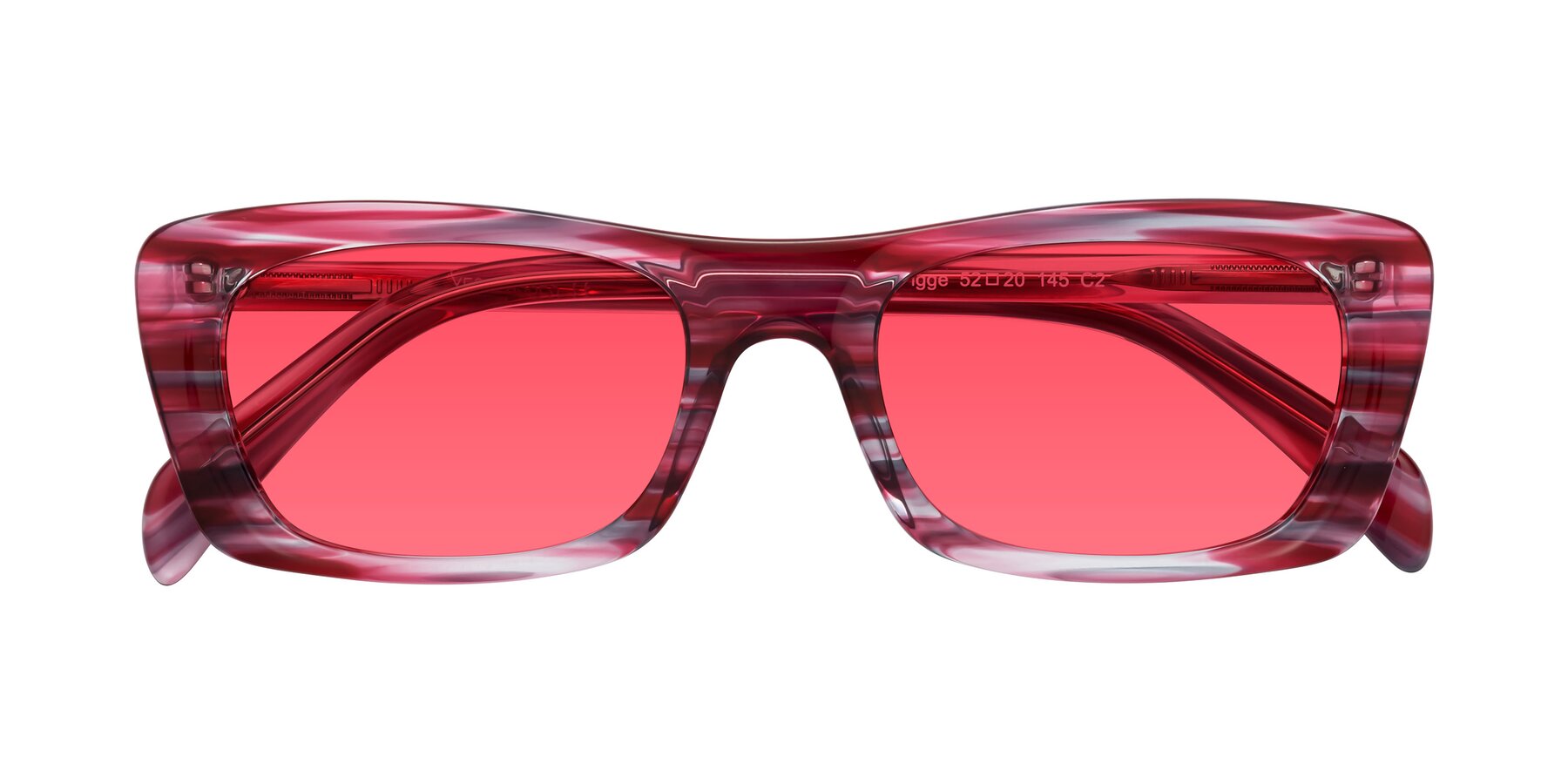 Folded Front of Figge in Striped Red with Red Tinted Lenses