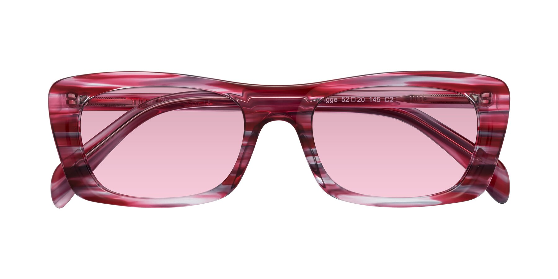 Folded Front of Figge in Striped Red with Light Wine Tinted Lenses