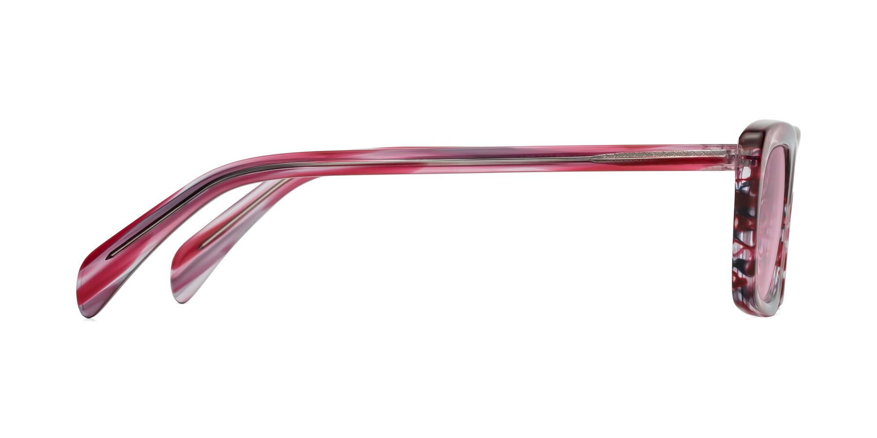 Side of Figge in Striped Red with Light Wine Tinted Lenses