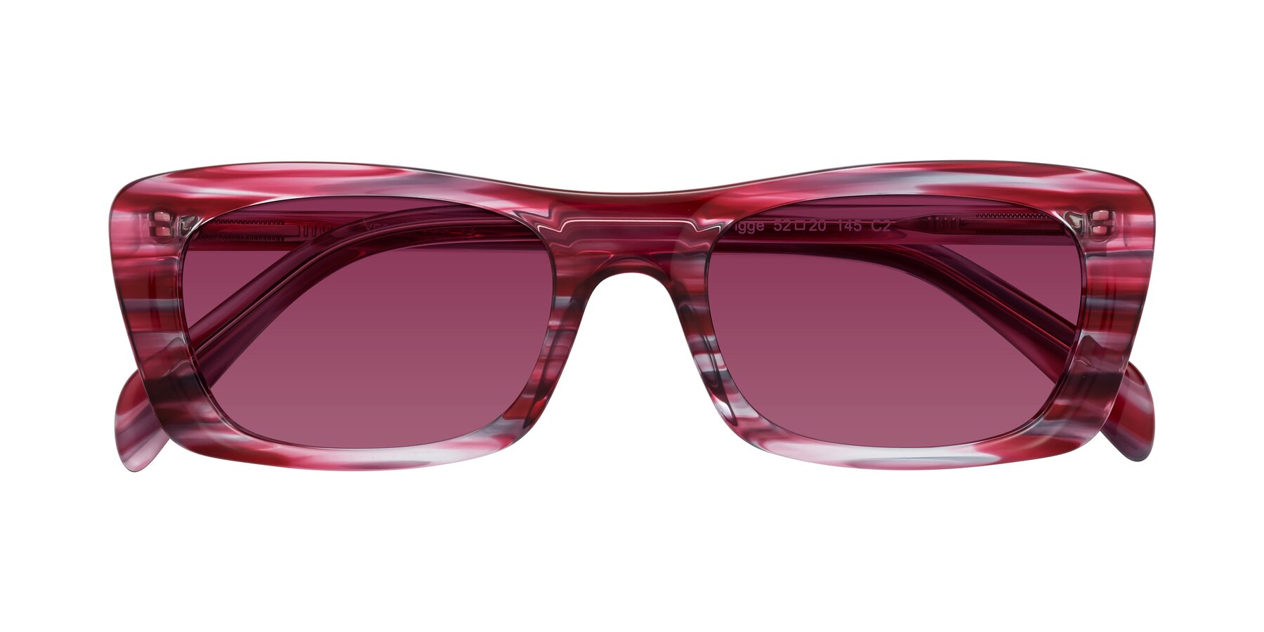 Folded Front of Figge in Striped Red with Wine Tinted Lenses