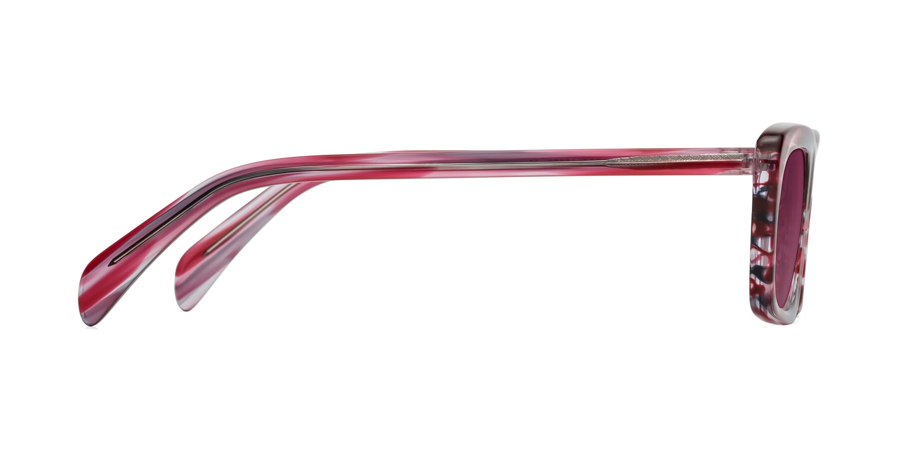 Side of Figge in Striped Red with Wine Tinted Lenses