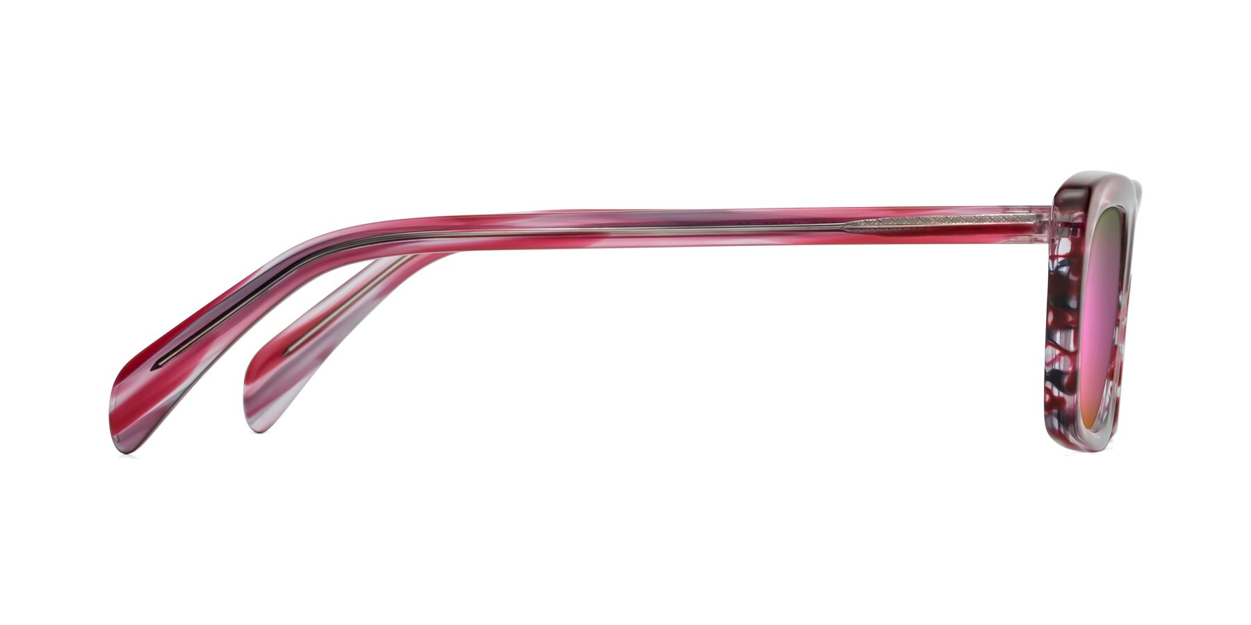Side of Figge in Striped Red with Pink Mirrored Lenses