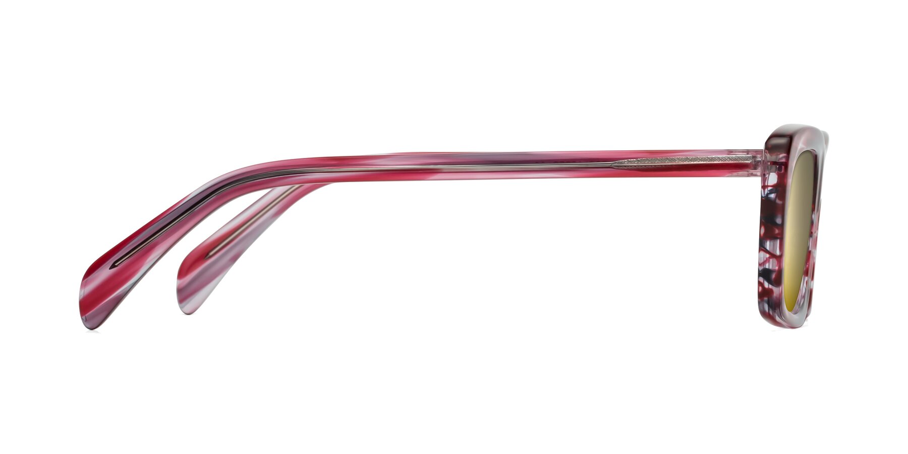 Side of Figge in Striped Red with Gold Mirrored Lenses