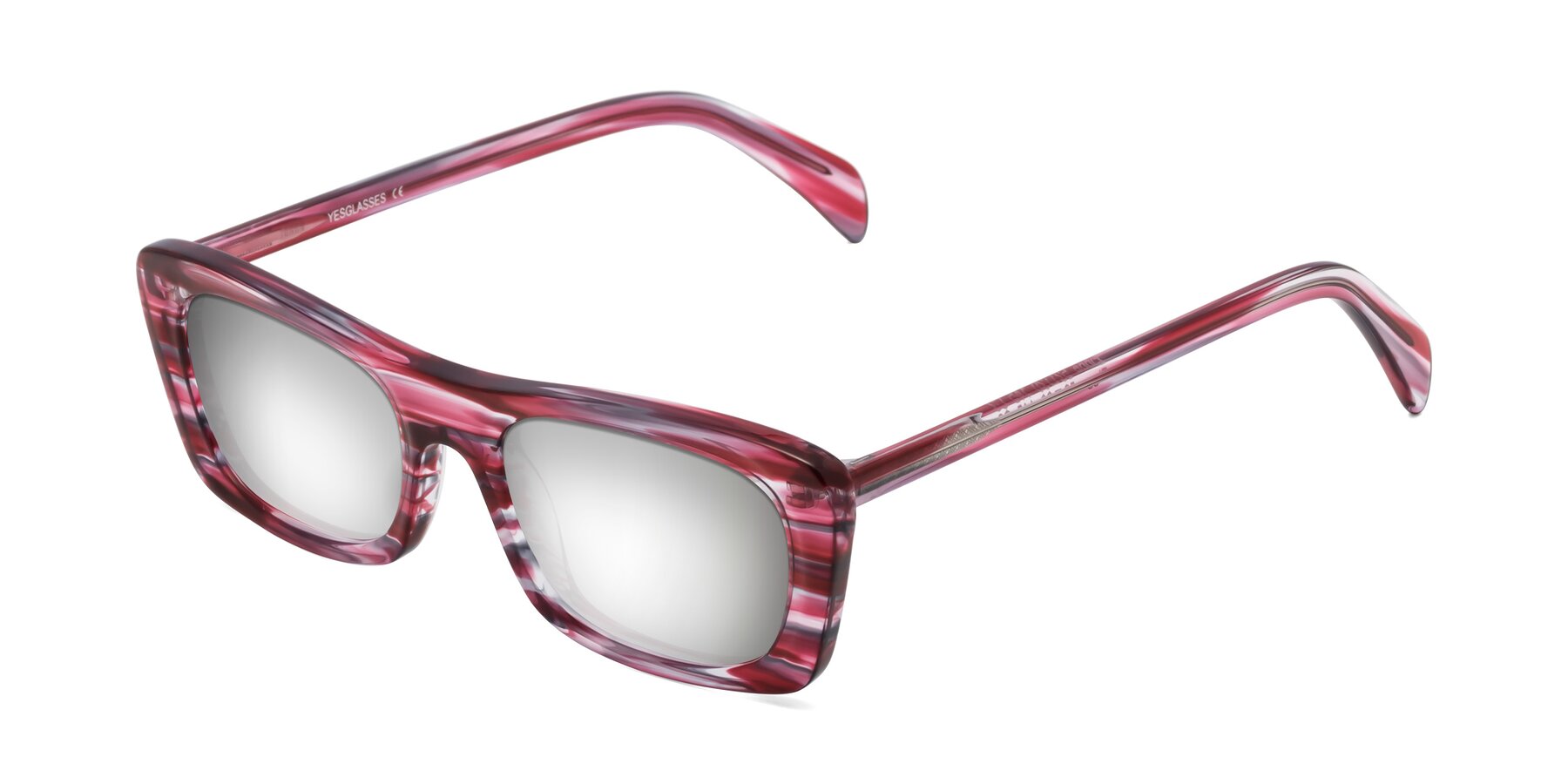 Angle of Figge in Striped Red with Silver Mirrored Lenses