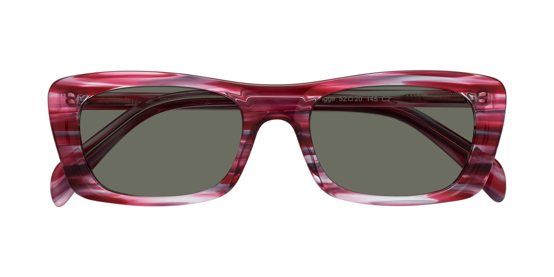 Folded Front of Figge in Striped Red with Gray Polarized Lenses