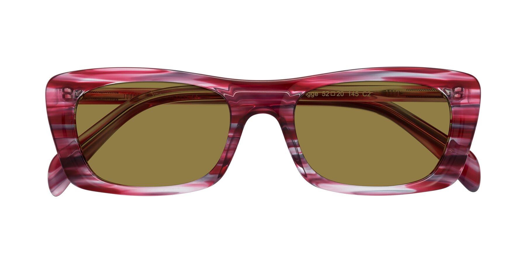 Folded Front of Figge in Striped Red with Brown Polarized Lenses