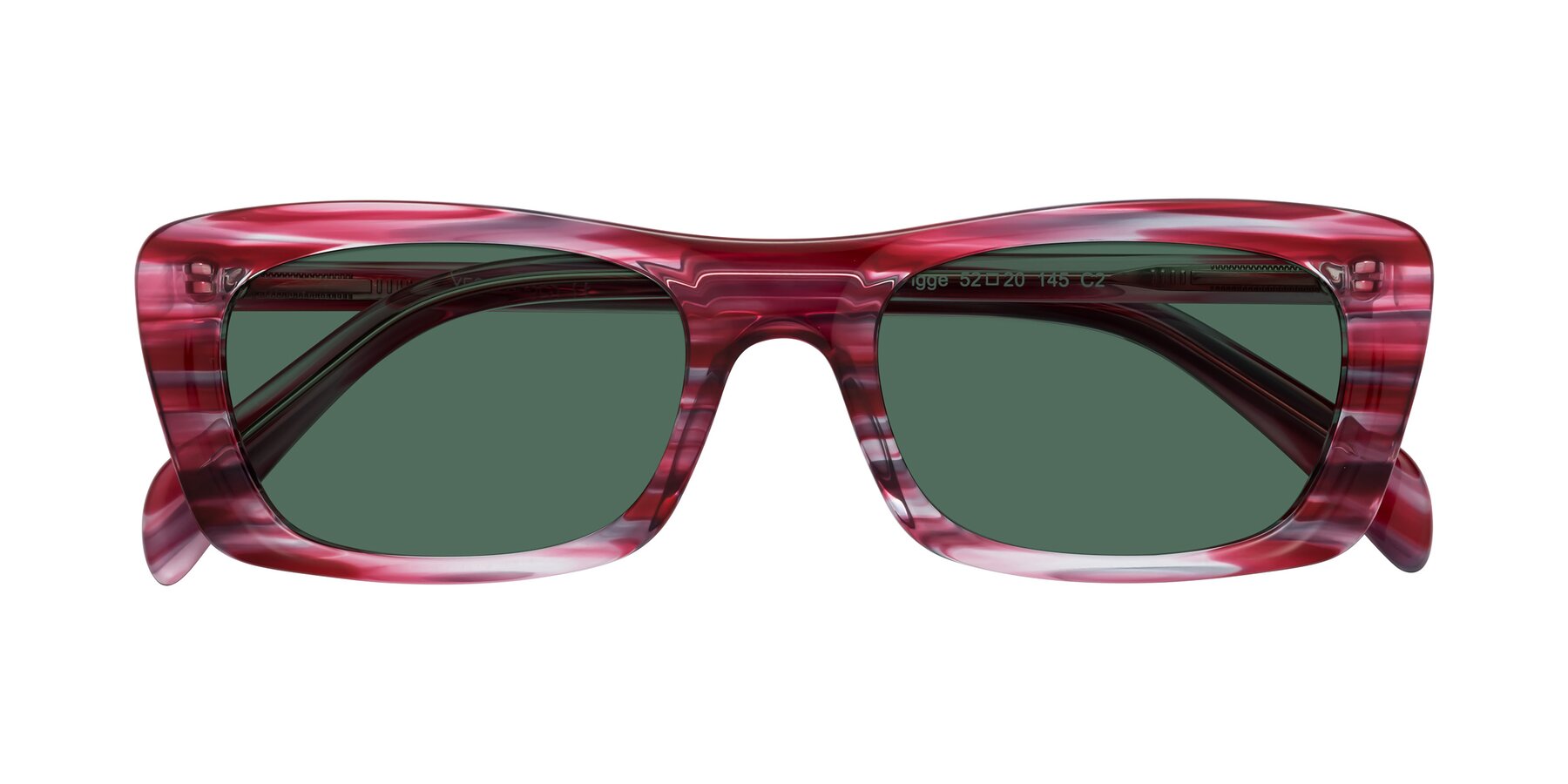 Folded Front of Figge in Striped Red with Green Polarized Lenses