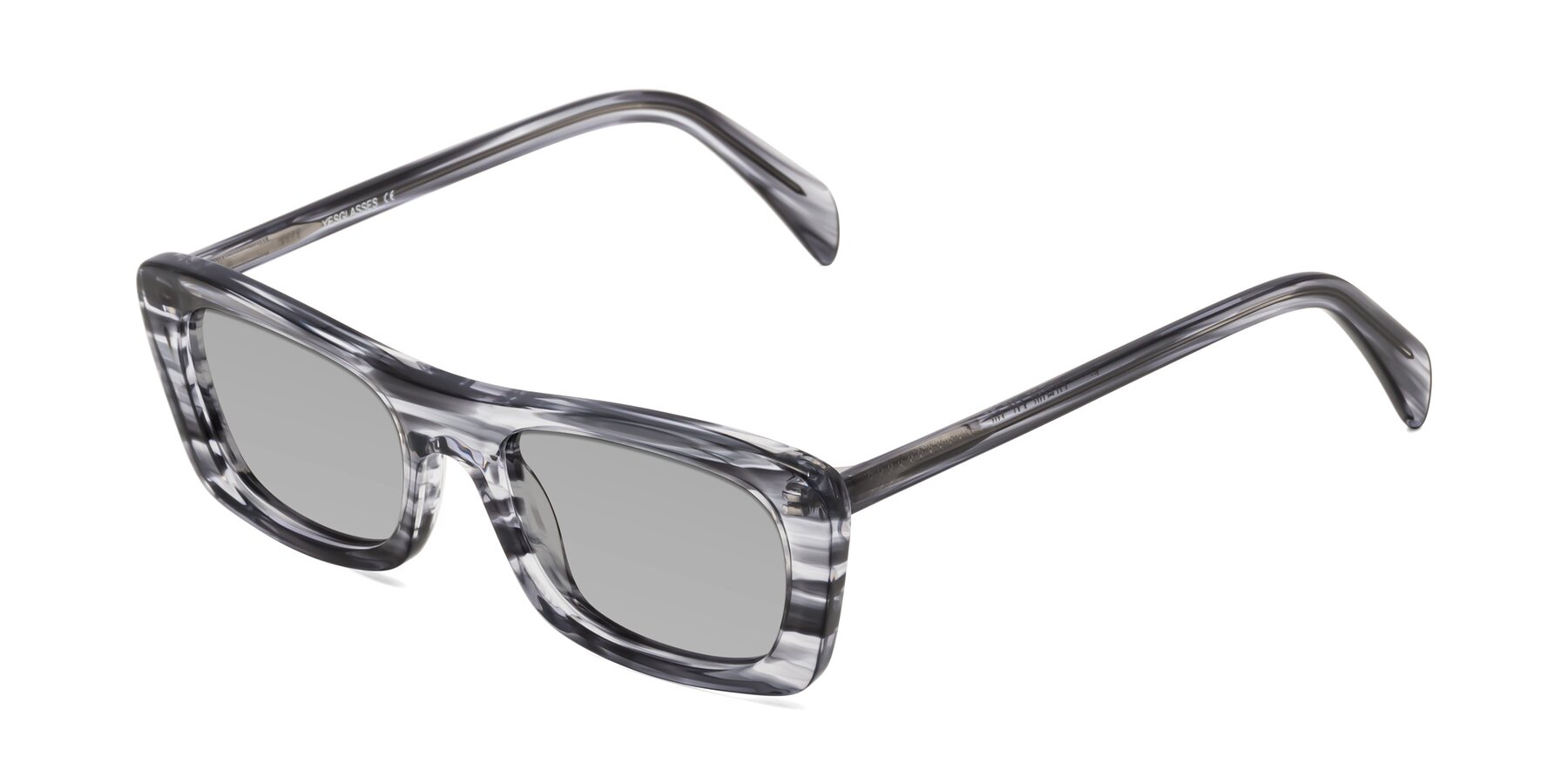 Angle of Figge in Striped Gray with Light Gray Tinted Lenses