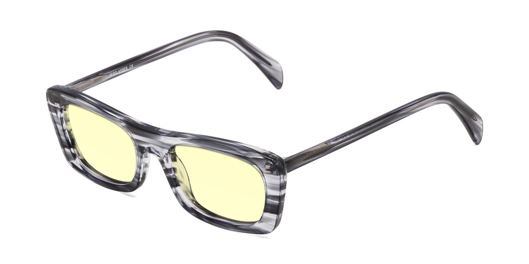 Angle of Figge in Striped Gray with Light Yellow Tinted Lenses