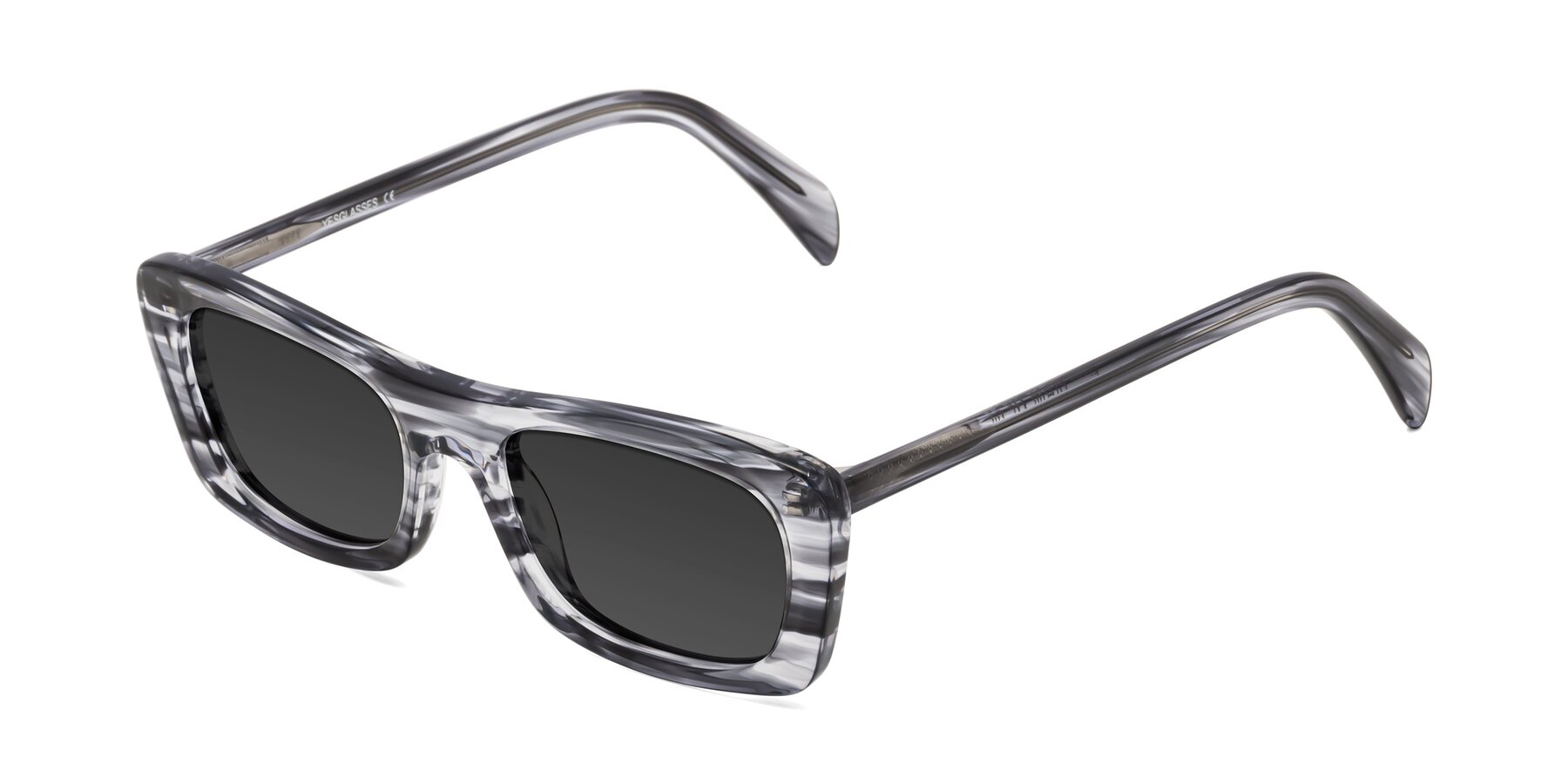 Angle of Figge in Striped Gray with Gray Tinted Lenses