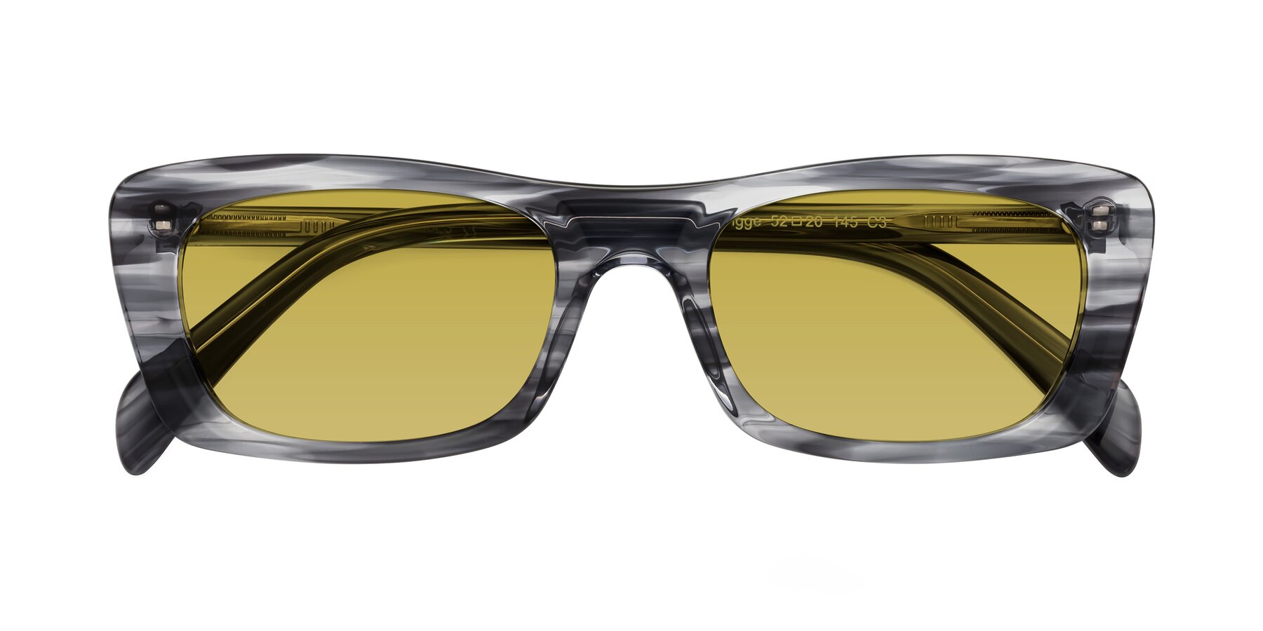 Folded Front of Figge in Striped Gray with Champagne Tinted Lenses