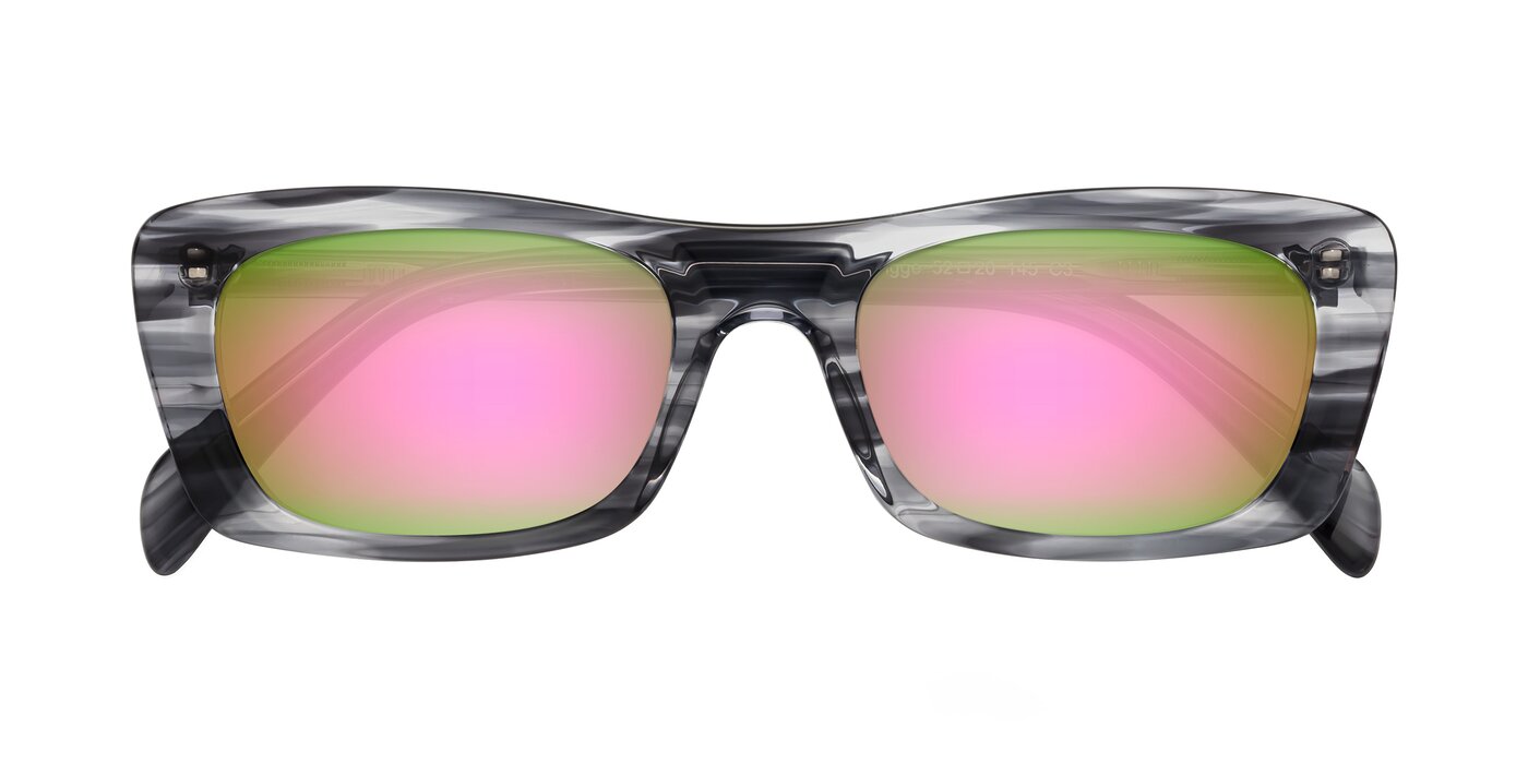 Figge - Striped Gray Flash Mirrored Sunglasses