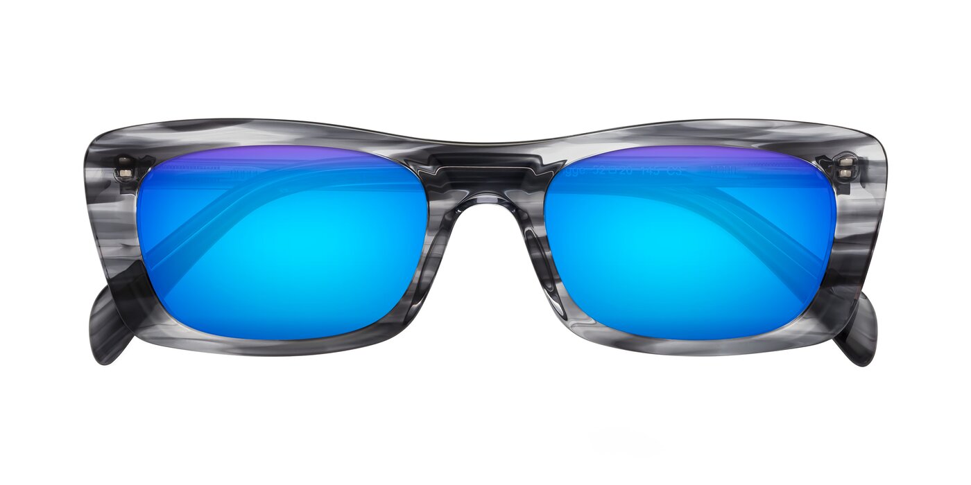 Figge - Striped Gray Flash Mirrored Sunglasses