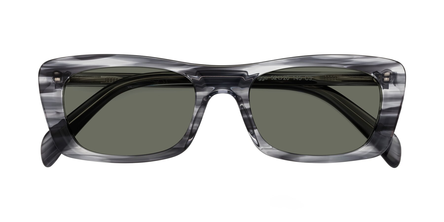 Folded Front of Figge in Striped Gray with Gray Polarized Lenses
