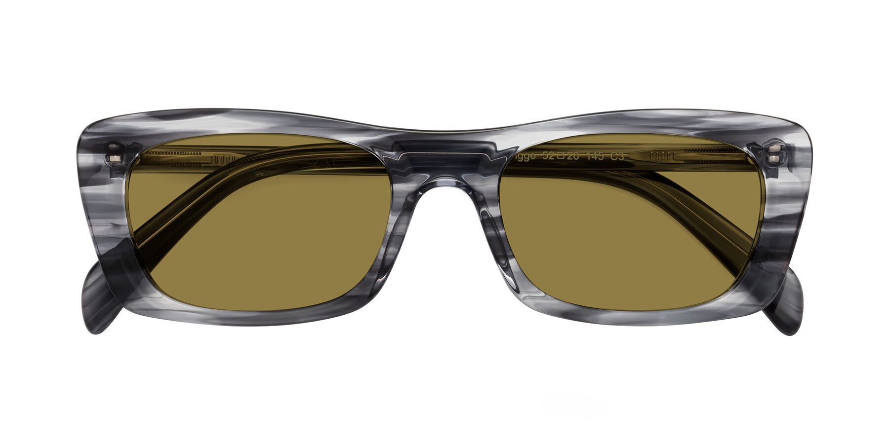 Folded Front of Figge in Striped Gray with Brown Polarized Lenses