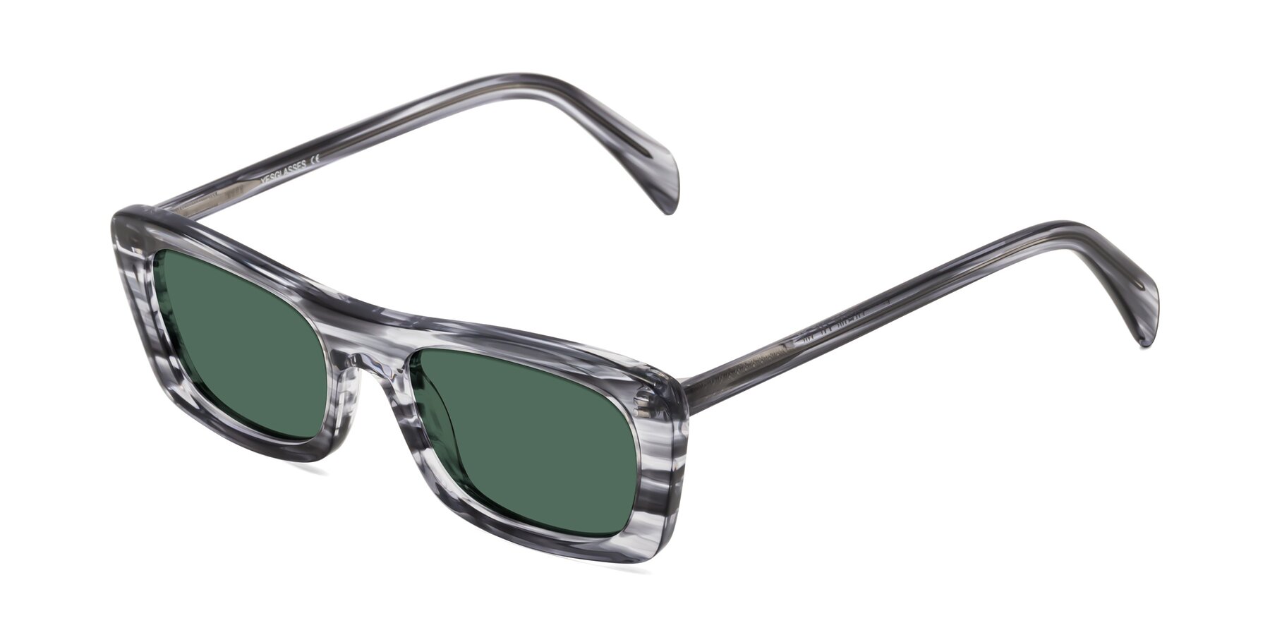 Angle of Figge in Striped Gray with Green Polarized Lenses