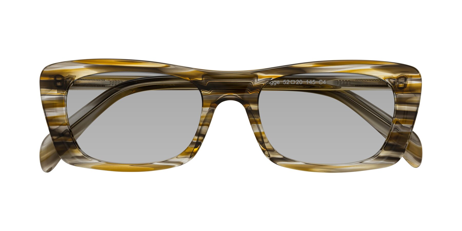 Folded Front of Figge in Striped Brown with Light Gray Tinted Lenses