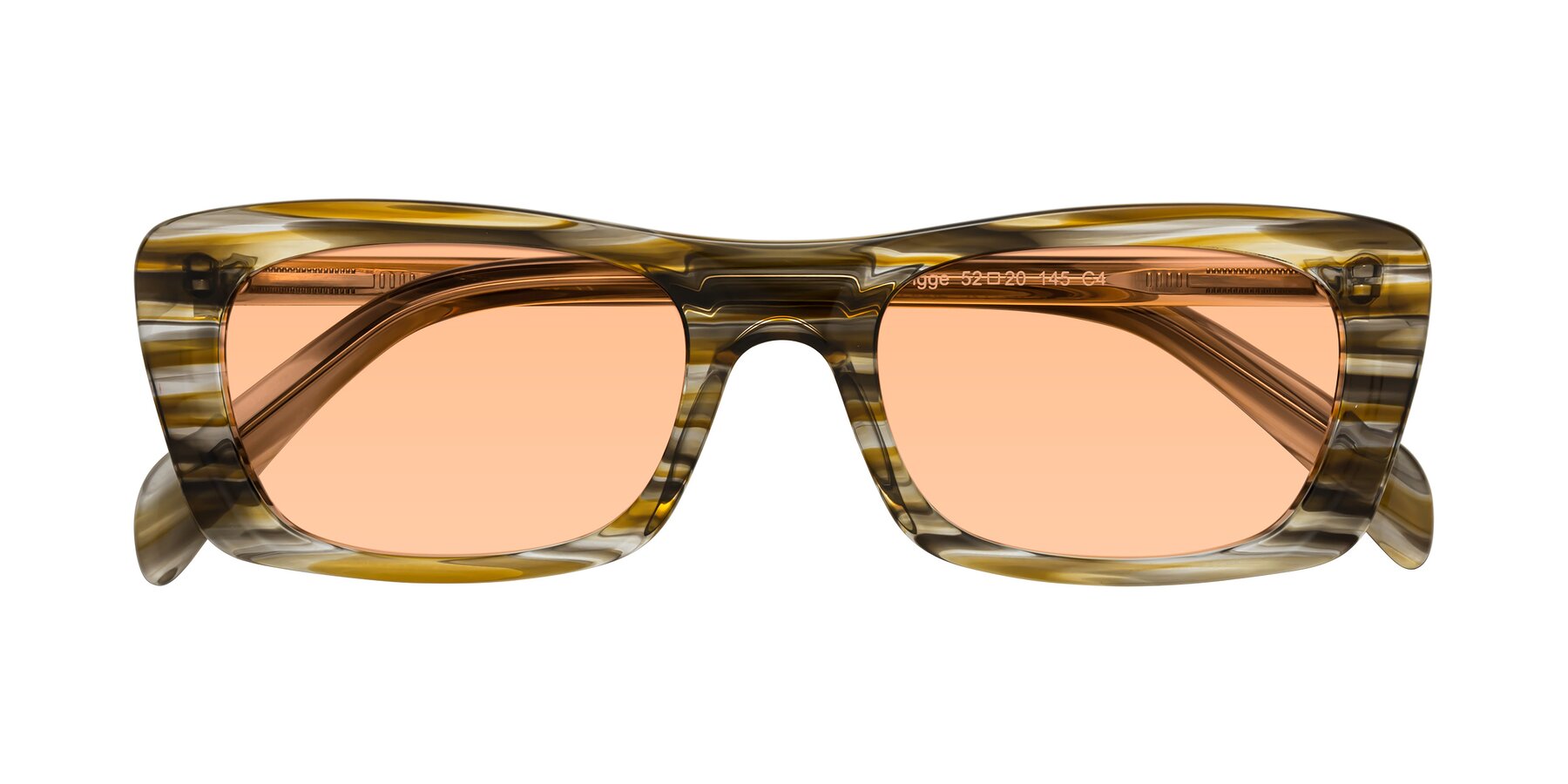 Folded Front of Figge in Striped Brown with Light Orange Tinted Lenses