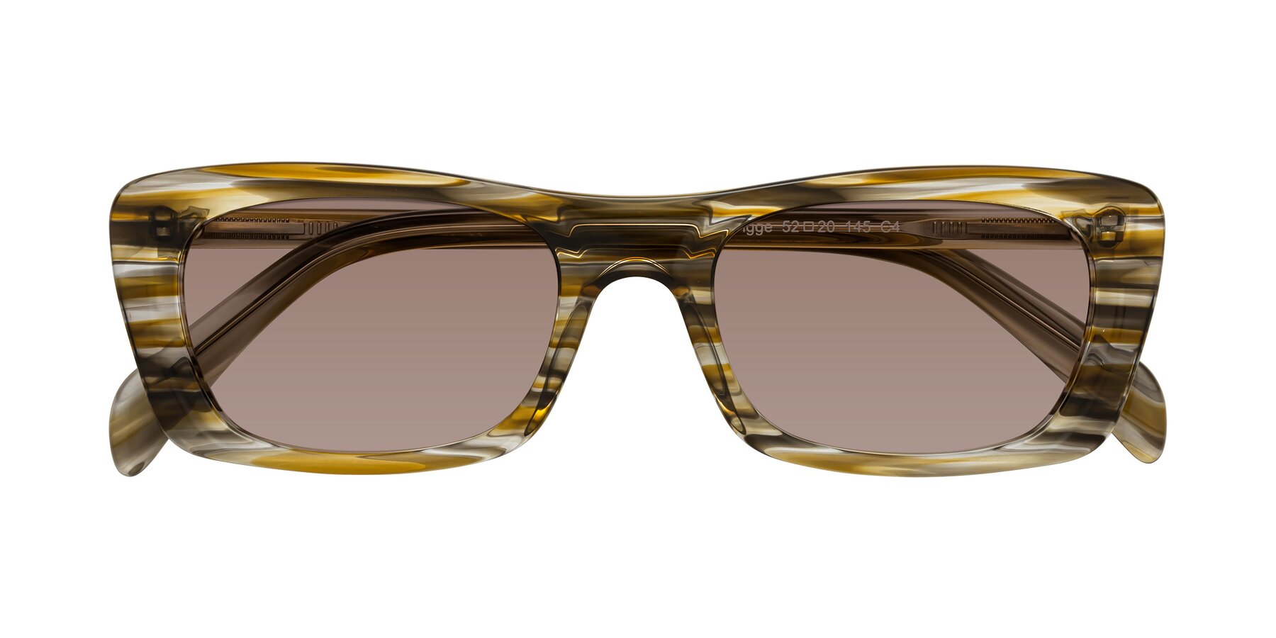 Folded Front of Figge in Striped Brown with Medium Brown Tinted Lenses