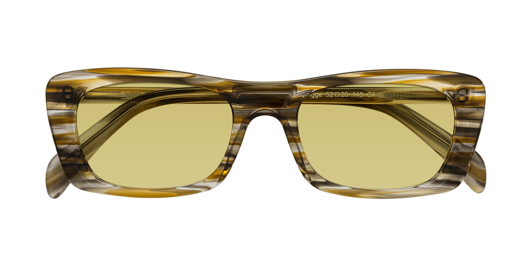 Folded Front of Figge in Striped Brown with Medium Champagne Tinted Lenses