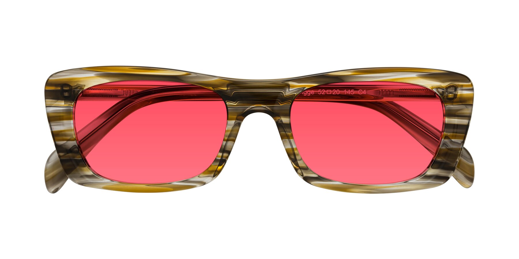 Folded Front of Figge in Striped Brown with Red Tinted Lenses