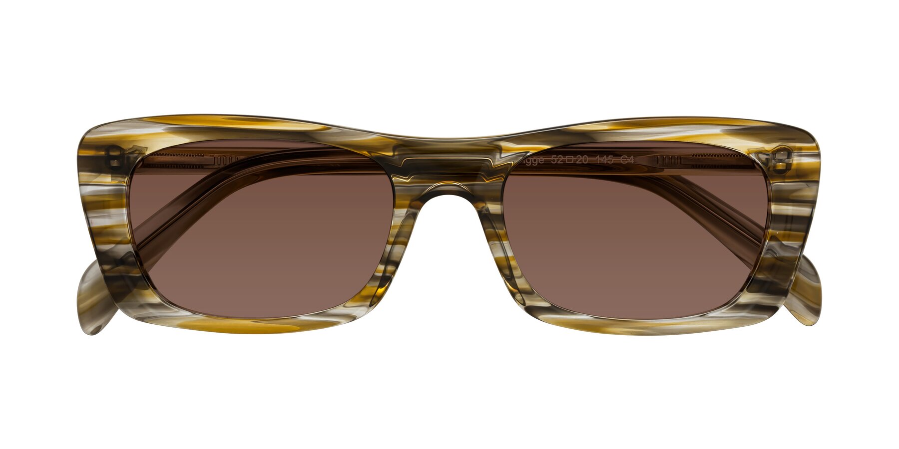 Folded Front of Figge in Striped Brown with Brown Tinted Lenses