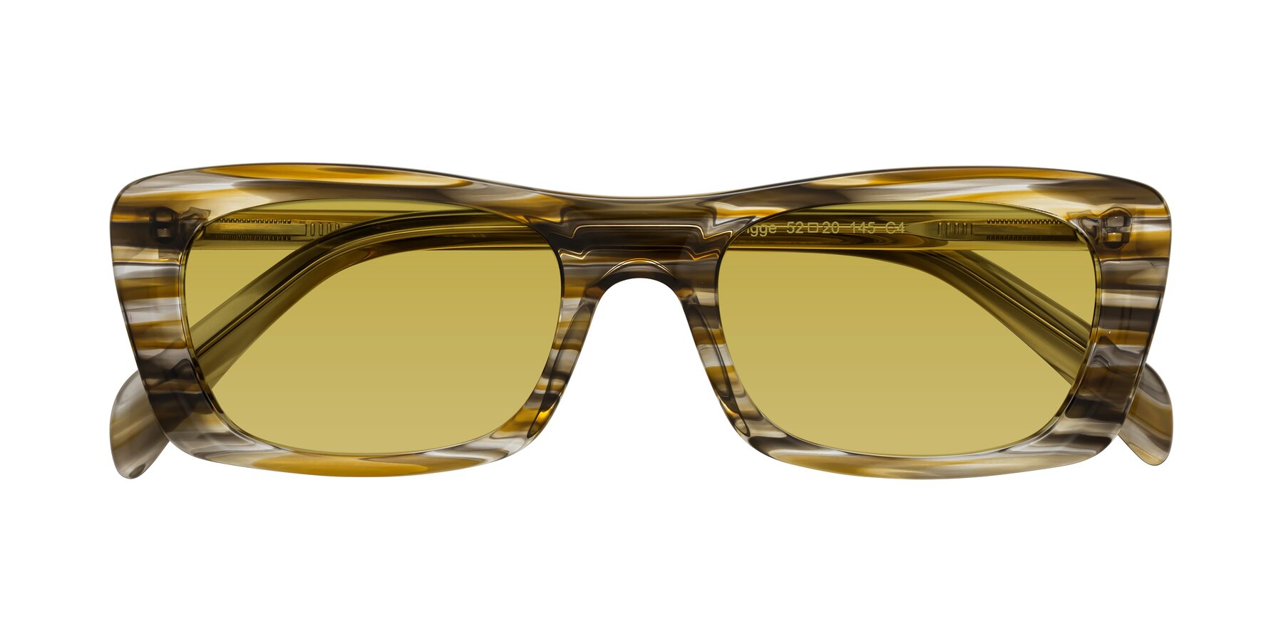 Folded Front of Figge in Striped Brown with Champagne Tinted Lenses