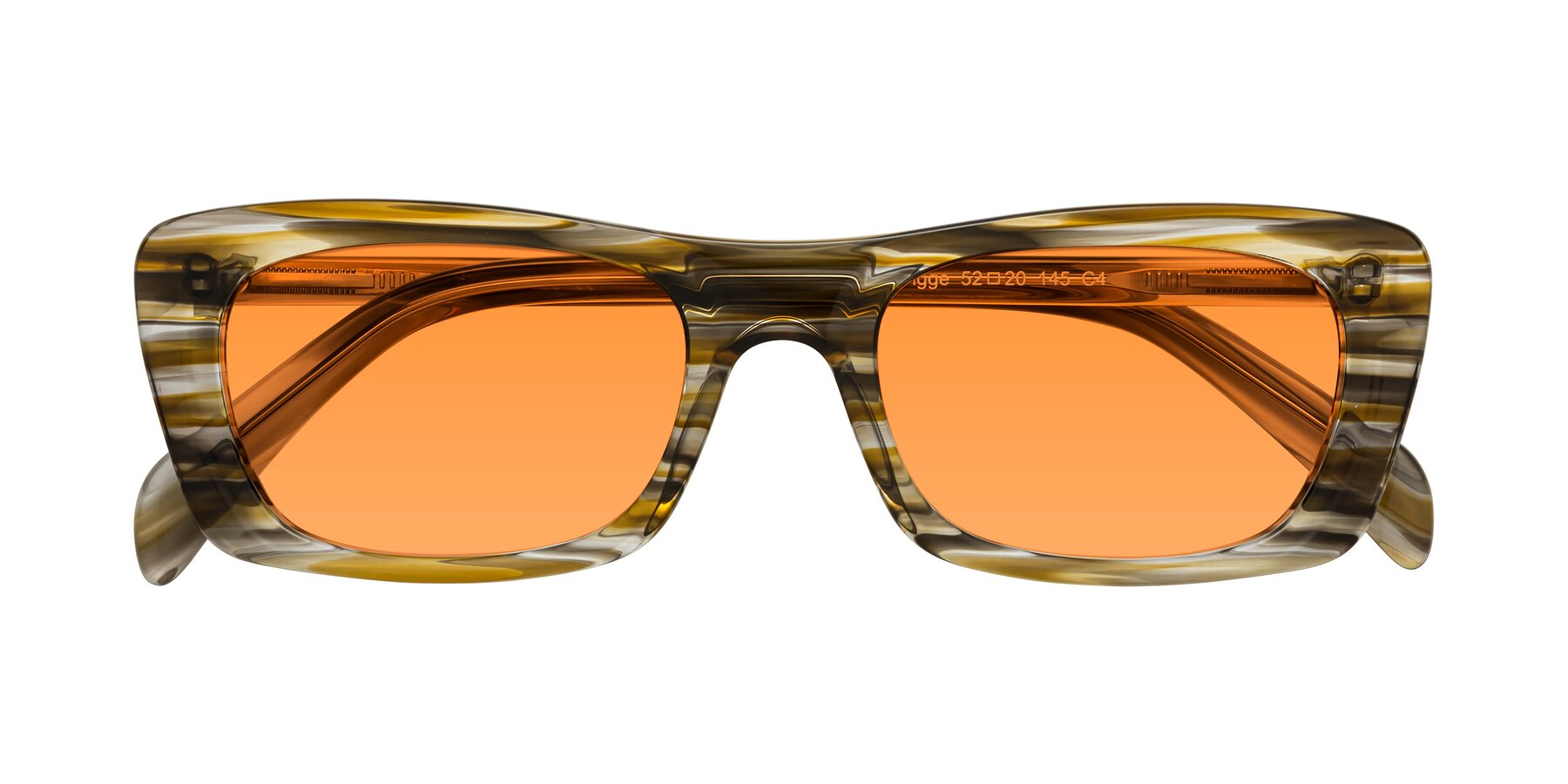 Folded Front of Figge in Striped Brown with Orange Tinted Lenses