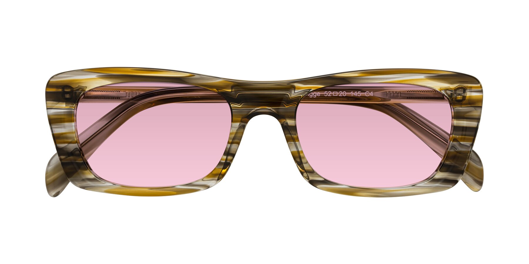 Folded Front of Figge in Striped Brown with Light Wine Tinted Lenses