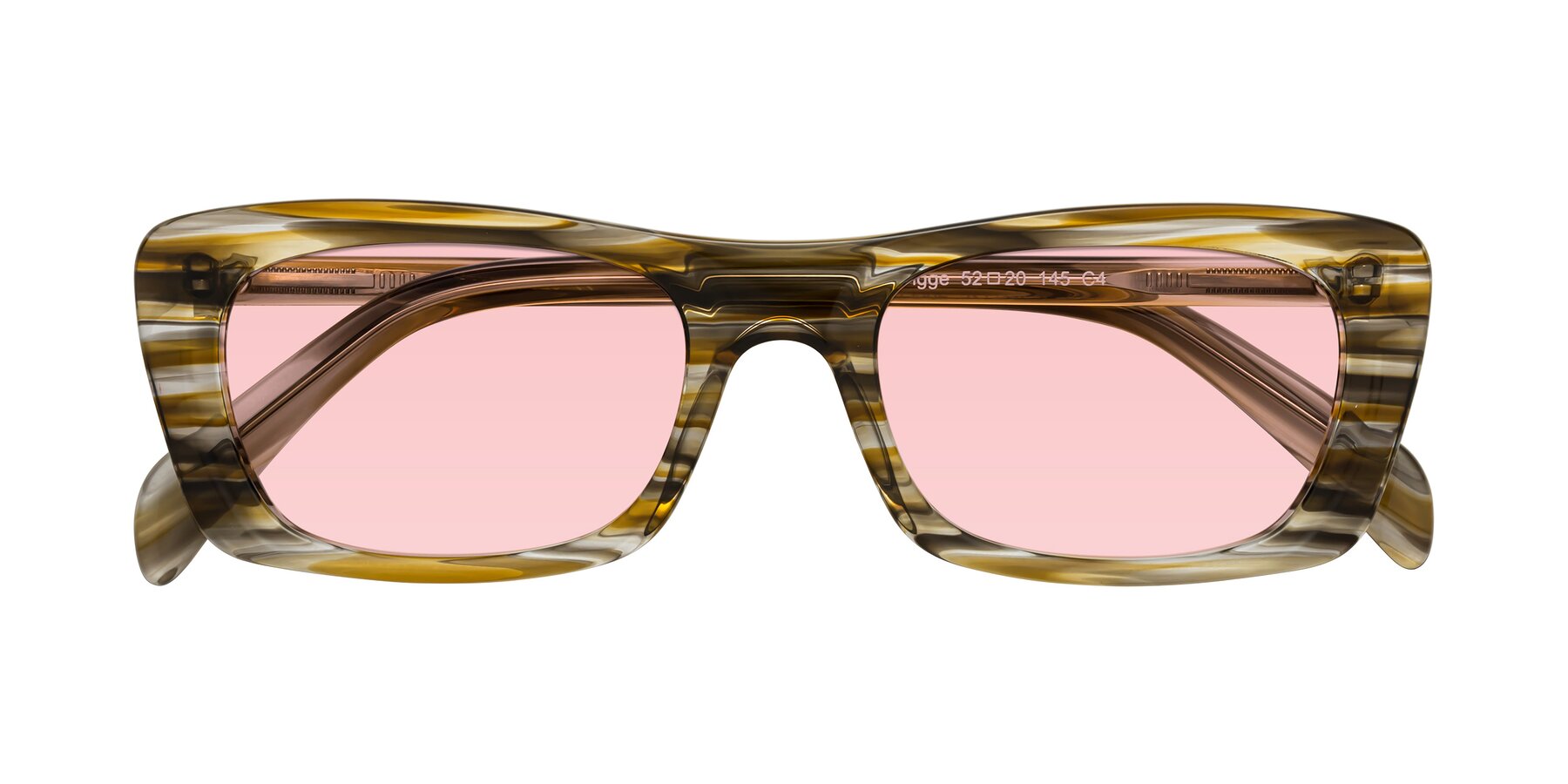 Folded Front of Figge in Striped Brown with Light Garnet Tinted Lenses