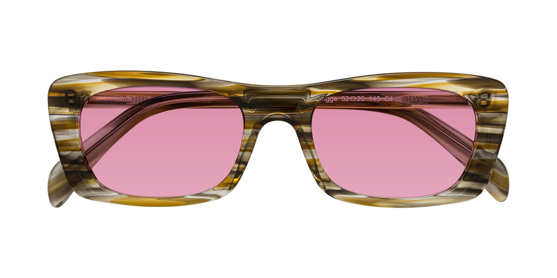 Folded Front of Figge in Striped Brown with Medium Wine Tinted Lenses