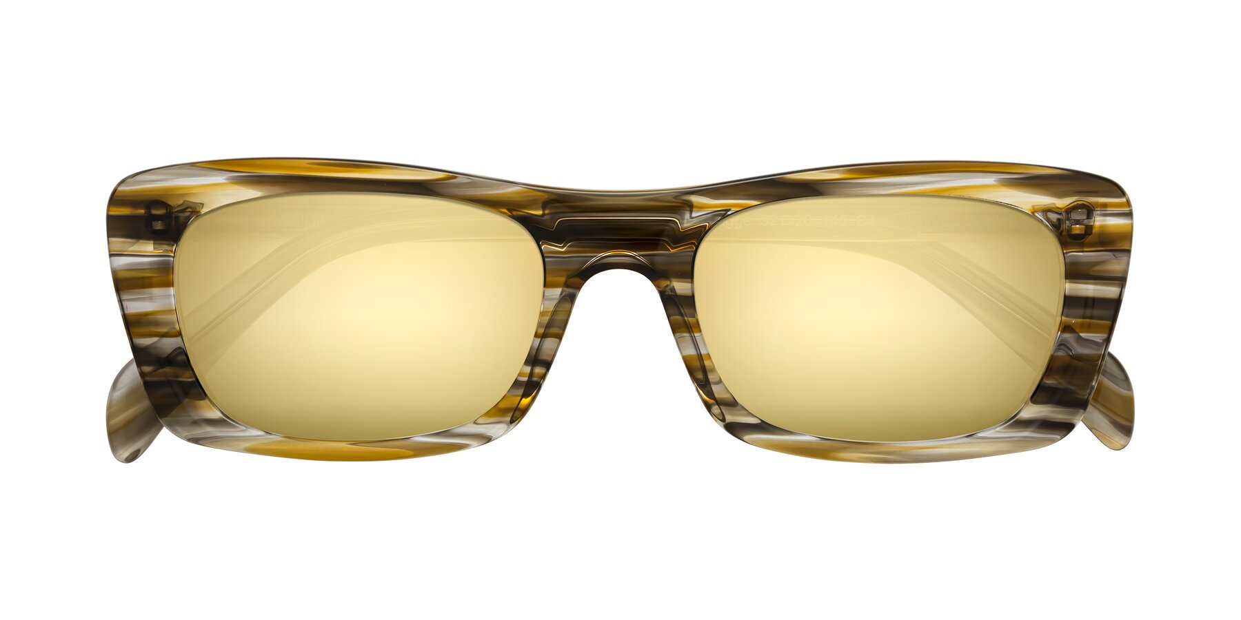 Folded Front of Figge in Striped Brown with Gold Mirrored Lenses