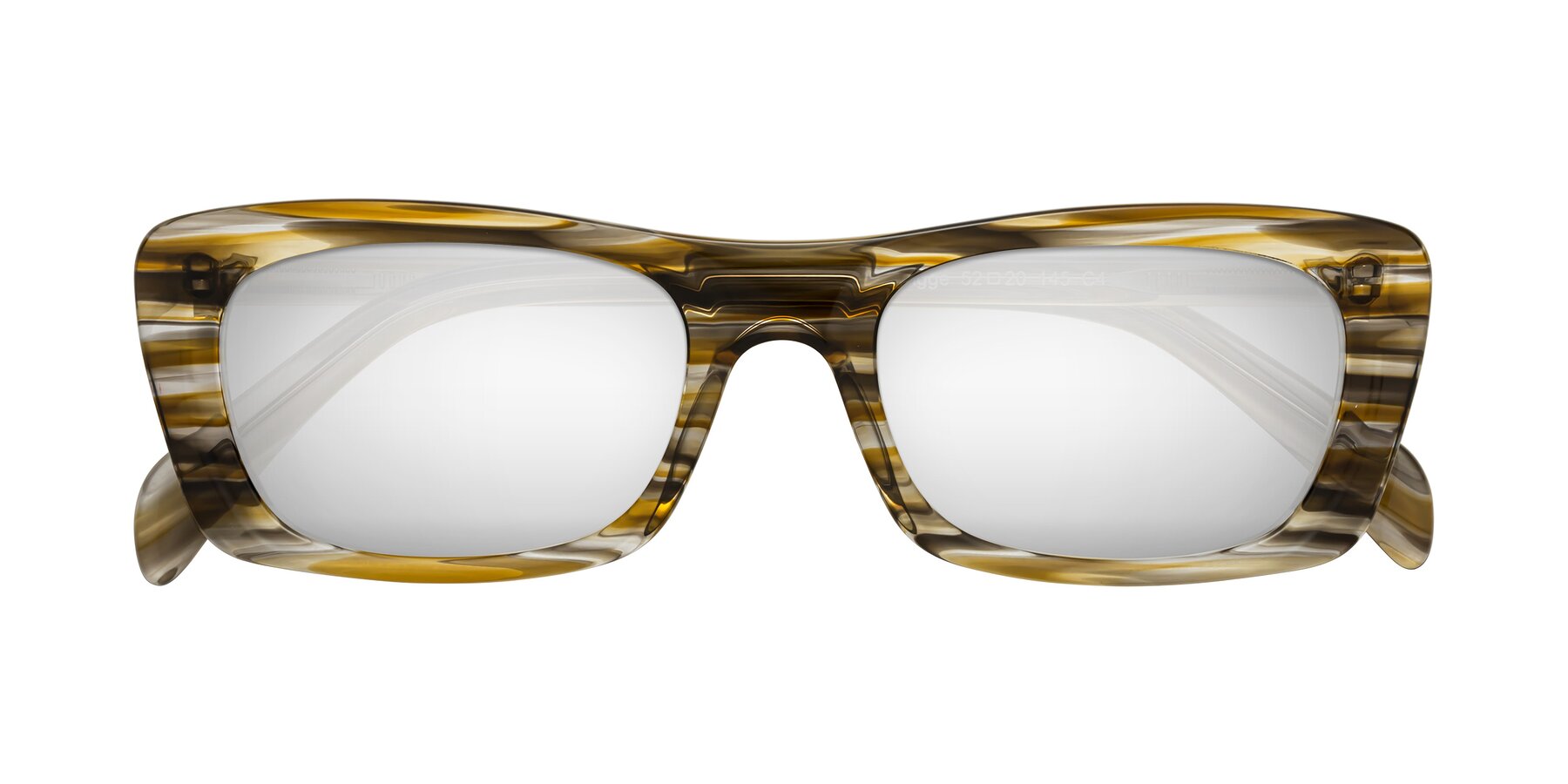 Folded Front of Figge in Striped Brown with Silver Mirrored Lenses