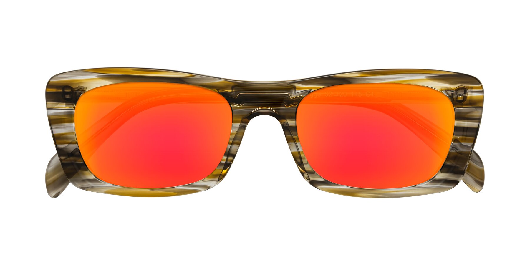 Folded Front of Figge in Striped Brown with Red Gold Mirrored Lenses