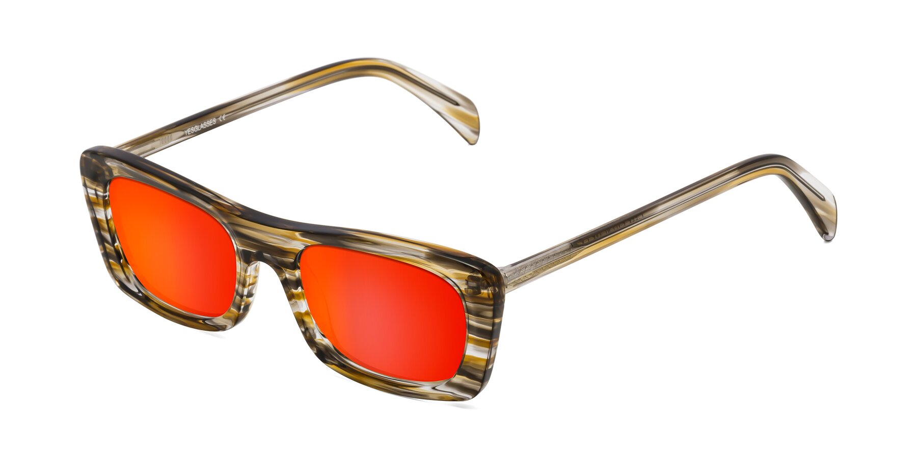 Angle of Figge in Striped Brown with Red Gold Mirrored Lenses